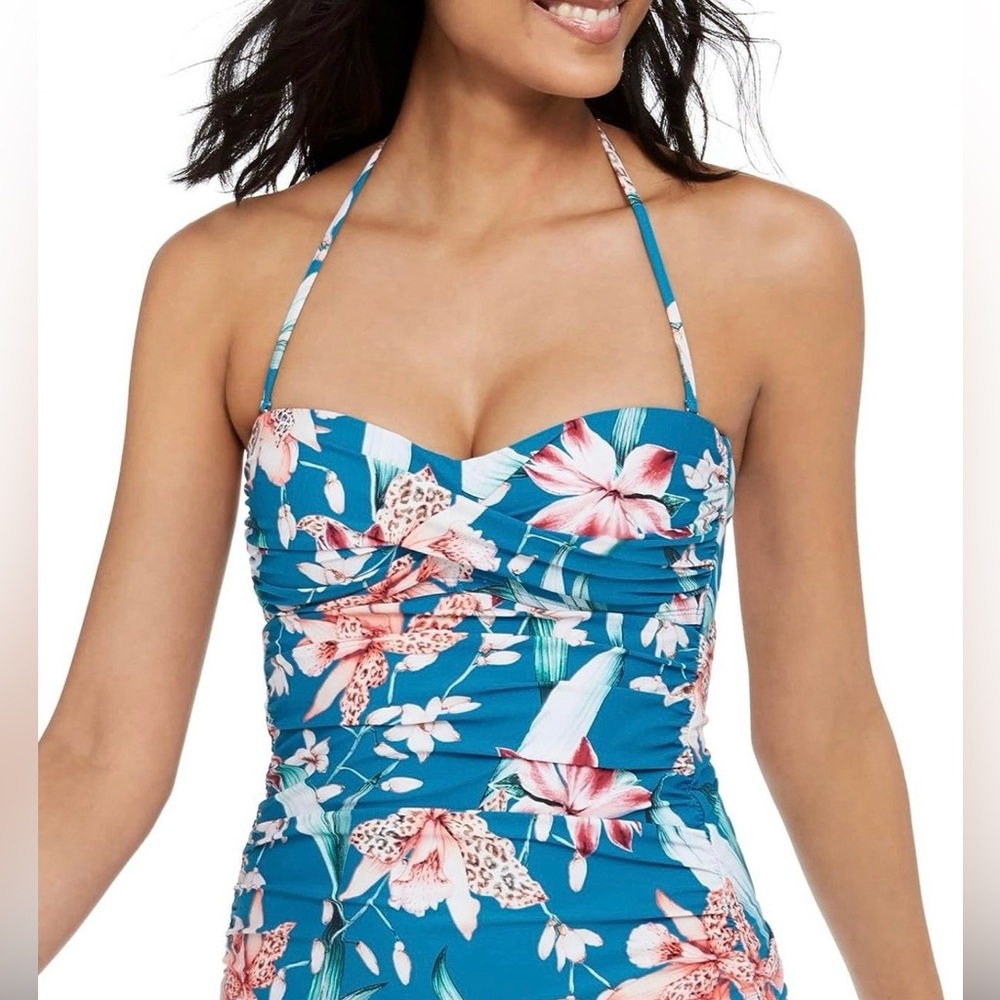 NWT La Blanca Women's Standard Bandeau Tankini Swimsuit Top Caribbean Retail $94